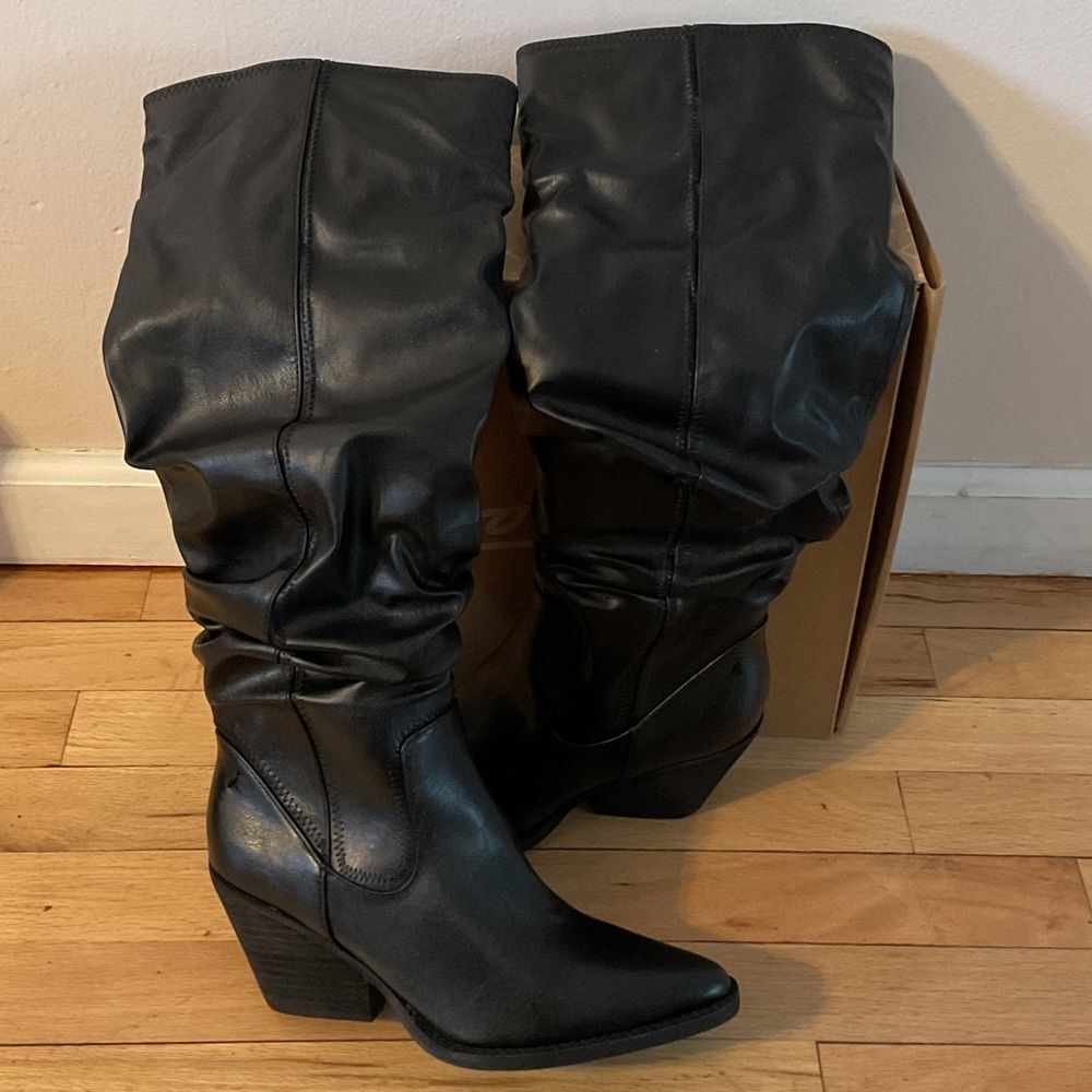 Zodiac Black Heeled Slouch Boots